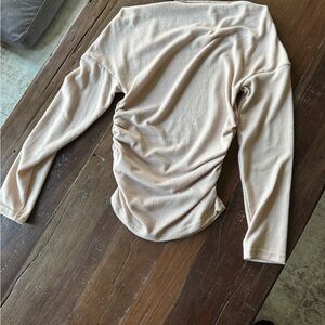 SHEIN Cream Long Sleeve Ruched Back Top